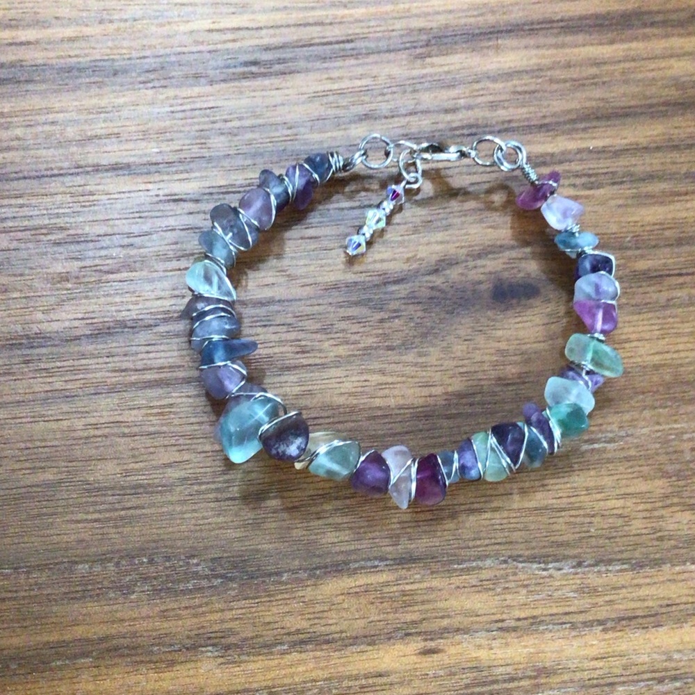 Fluorite wire wrapped handmade bracelet
